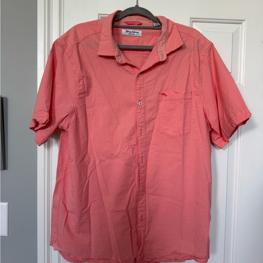 Tommy Bahama Salmon Pink Short-Sleeve Button-Up Shirt